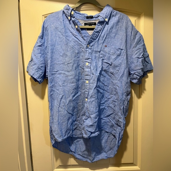 Tommy Hilfiger Blue Button Down Collared Shirt - Picture 1 of 5